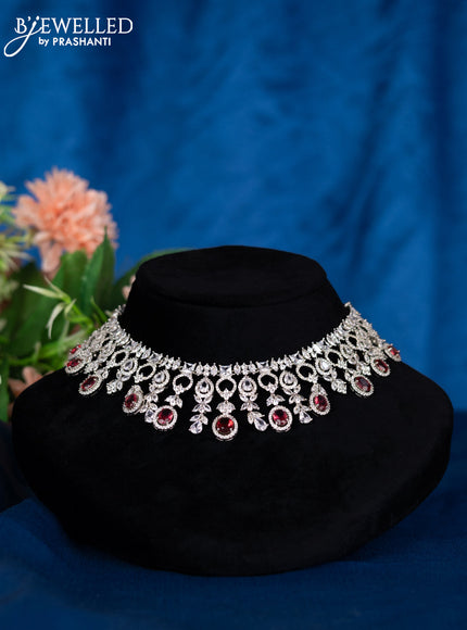 Zircon choker with ruby and cz stones