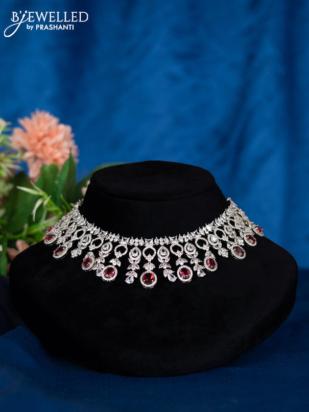 Zircon choker with ruby and cz stones