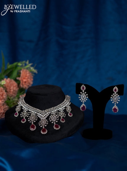 Zircon choker with ruby and cz stones