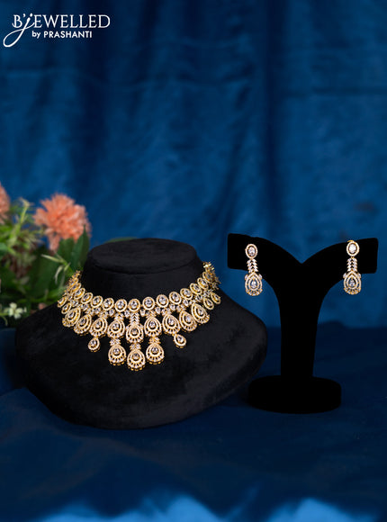 Zircon choker with cz stones in gold finish