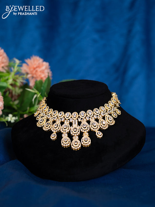 Zircon choker with cz stones in gold finish