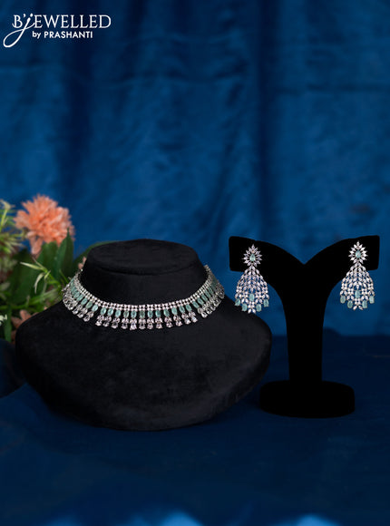 Zircon choker with mint green and cz stones