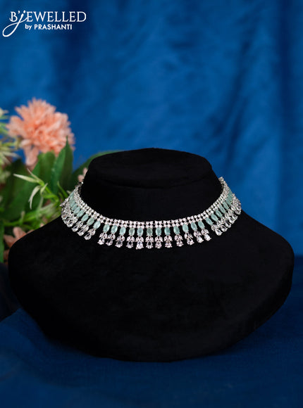 Zircon choker with mint green and cz stones