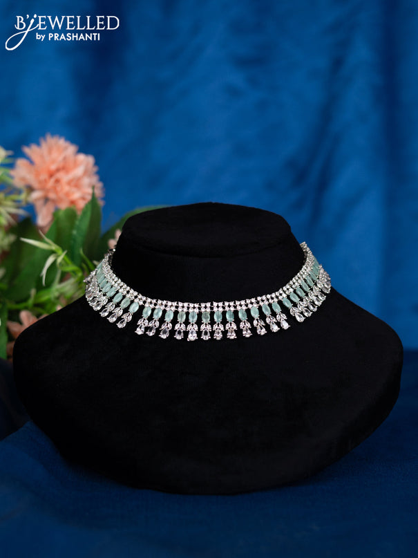 Zircon choker with mint green and cz stones