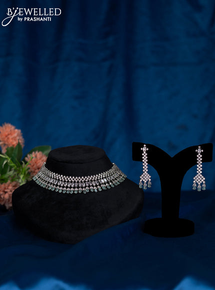 Zircon choker with mint green and cz stones