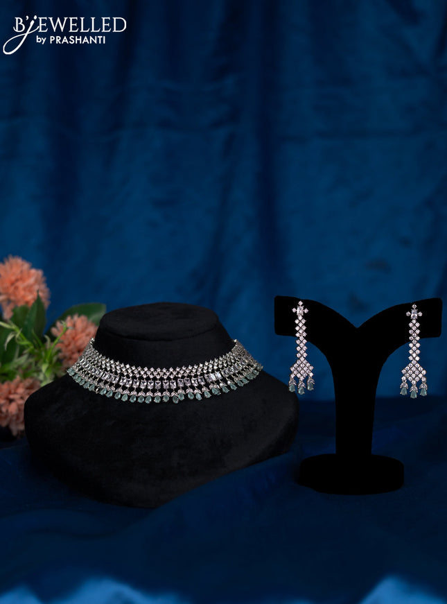 Zircon choker with mint green and cz stones