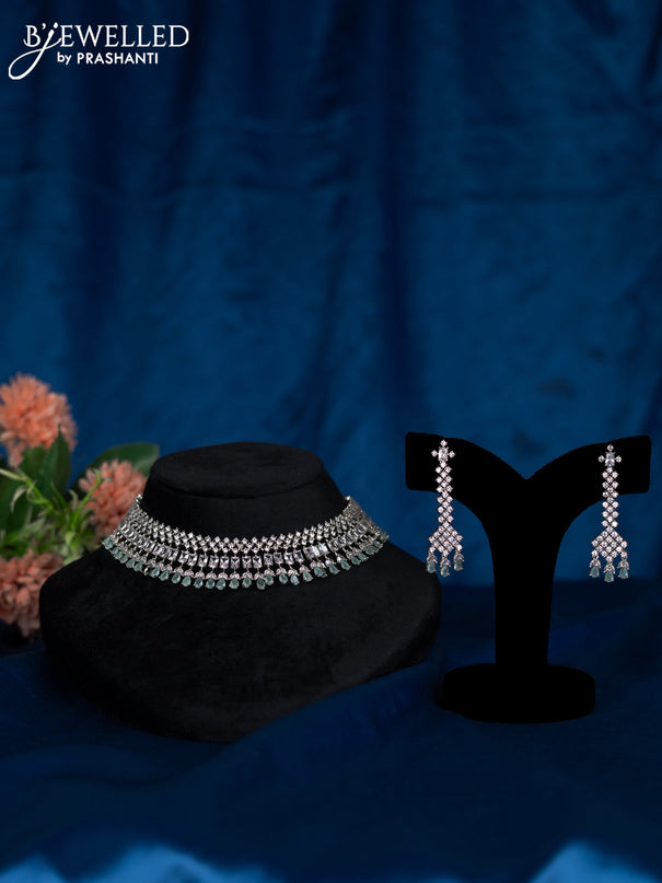 Zircon choker with mint green and cz stones