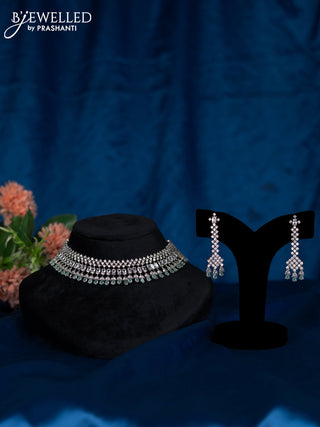 Zircon choker with mint green and cz stones