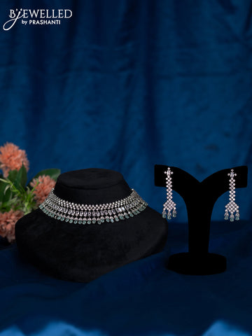 Zircon choker with mint green and cz stones