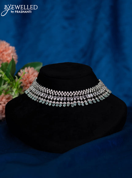 Zircon choker with mint green and cz stones