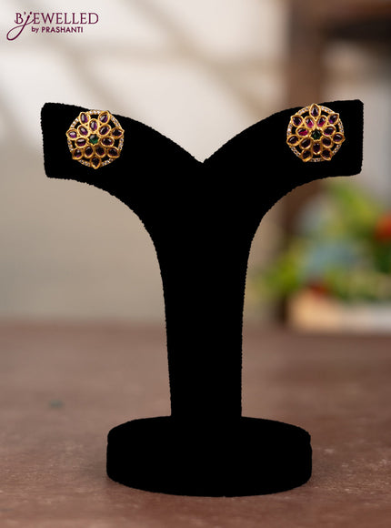 Antique earring floral design with kemp & cz stone