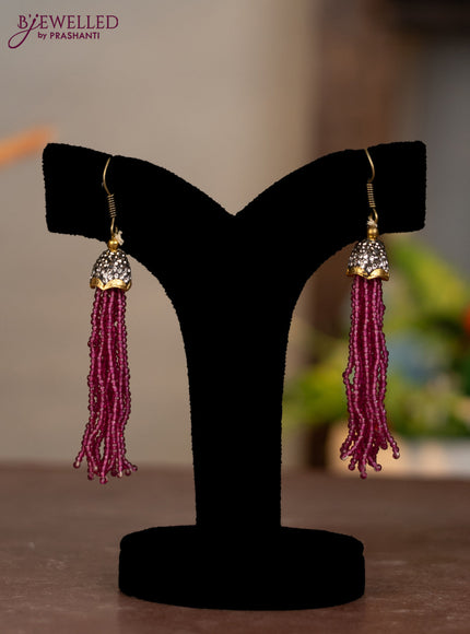 Jaipur crystal beaded magenta pink length necklace with minakari balls