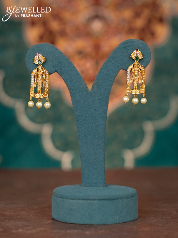 Pearl double layer haram ram darbar design with kemp and cz stones