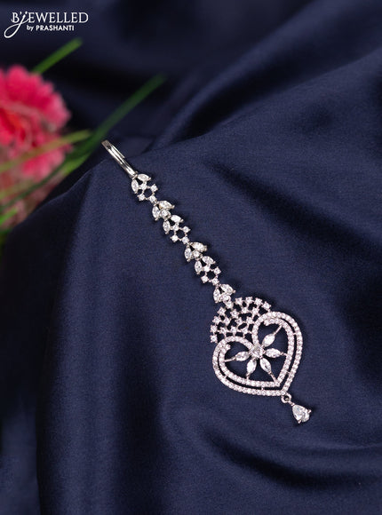 Zircon maang tikka with cz stones and hanging