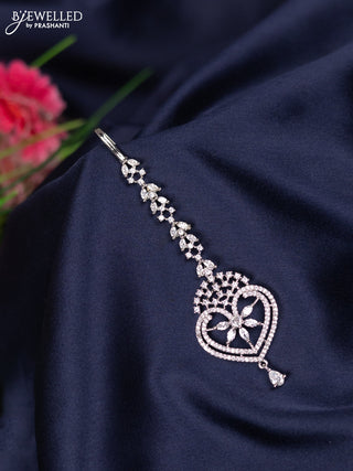 Zircon maang tikka with cz stones and hanging