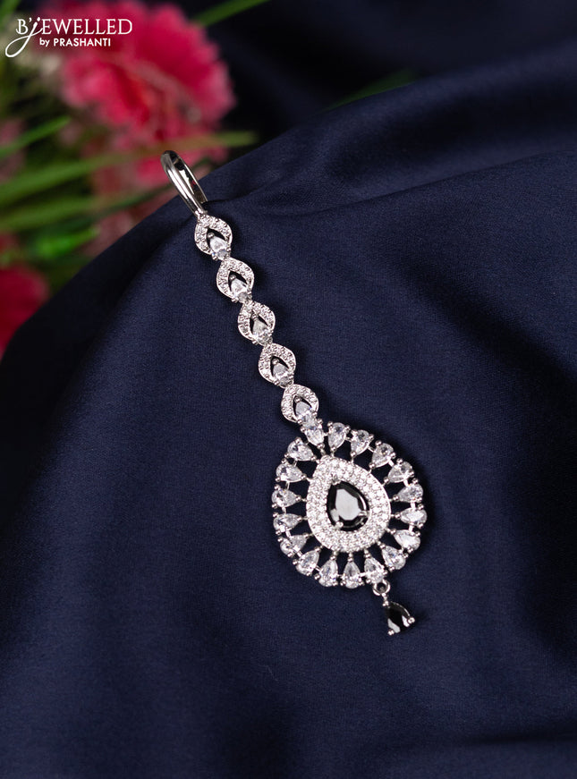 Zircon maang tikka with black & cz stones and hanging