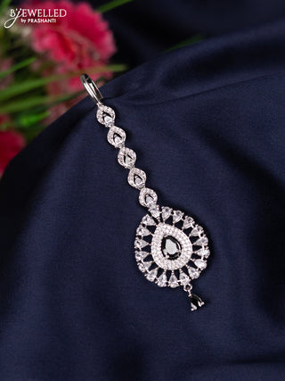 Zircon maang tikka with black & cz stones and hanging