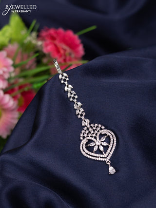Zircon maang tikka with cz stones and hanging