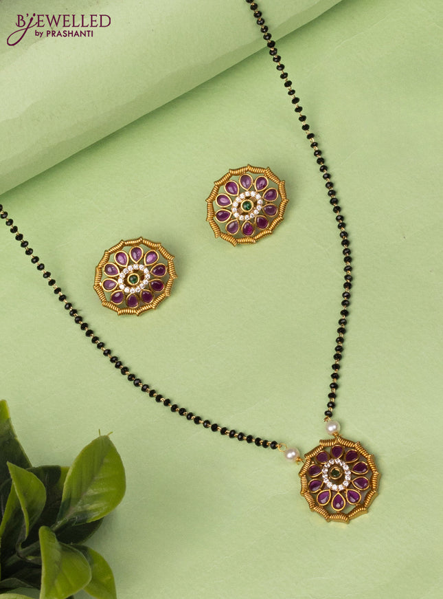 Mangalsutra with kemp and cz stones pendant