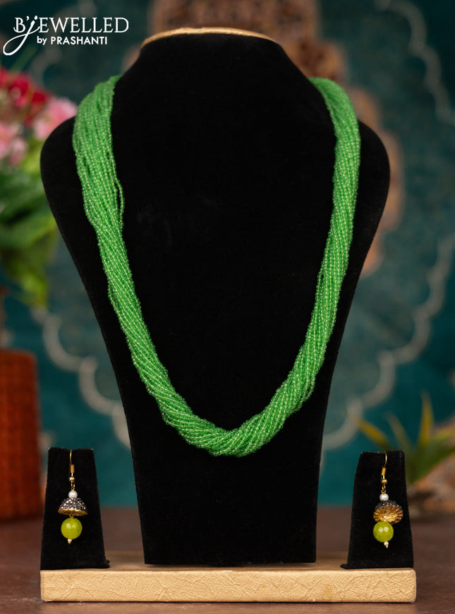Jaipur multilayer green beaded necklace