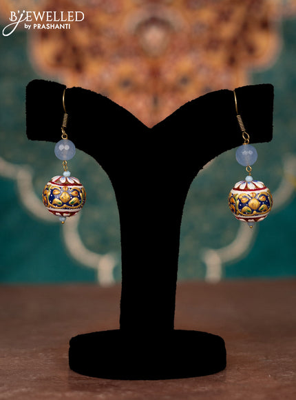 Jaipur multilayer crystal beaded light blue necklace with minakari balls