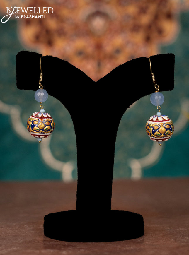 Jaipur multilayer crystal beaded light blue necklace with minakari balls