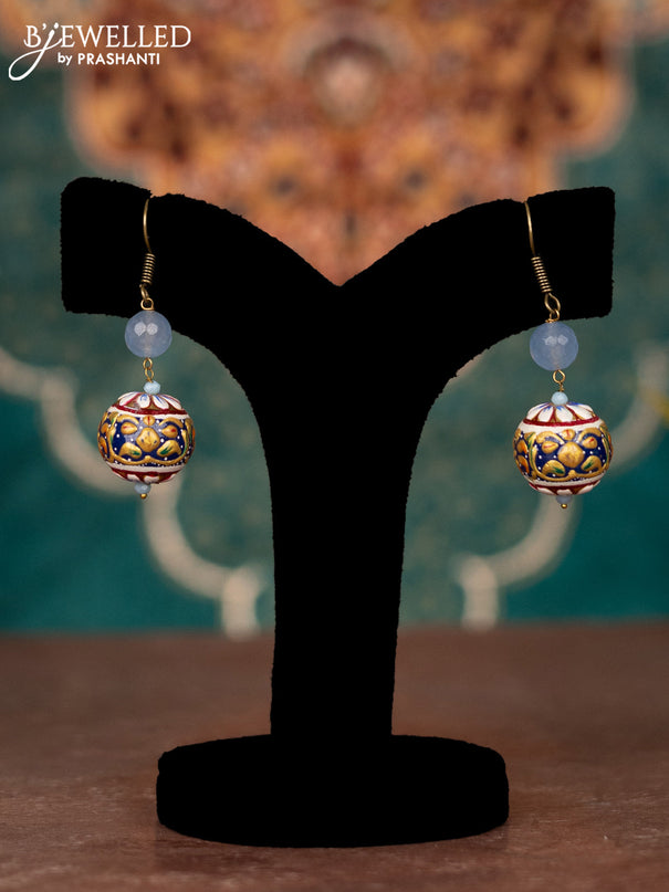Jaipur multilayer crystal beaded light blue necklace with minakari balls