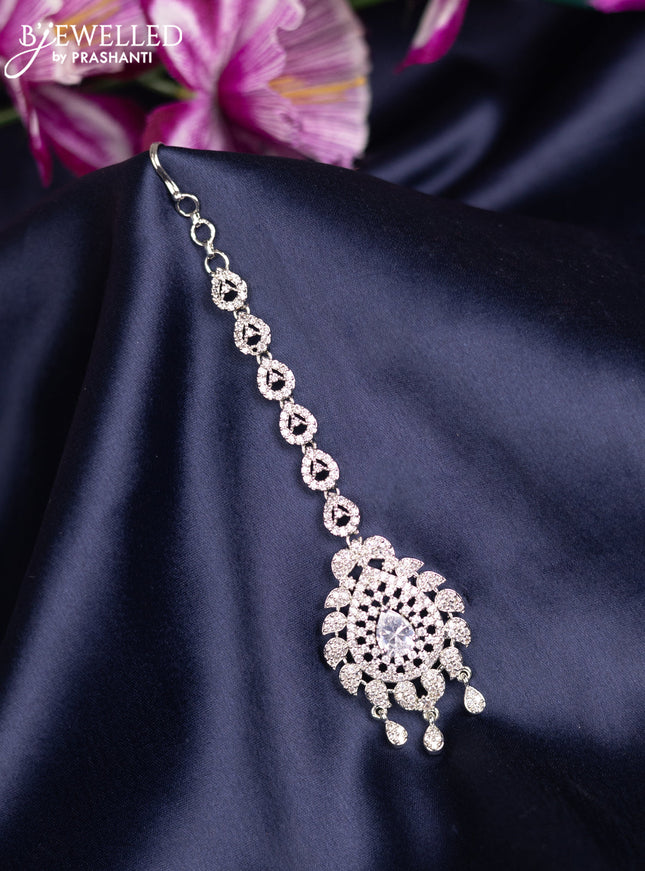 Zircon maang tikka with cz stones