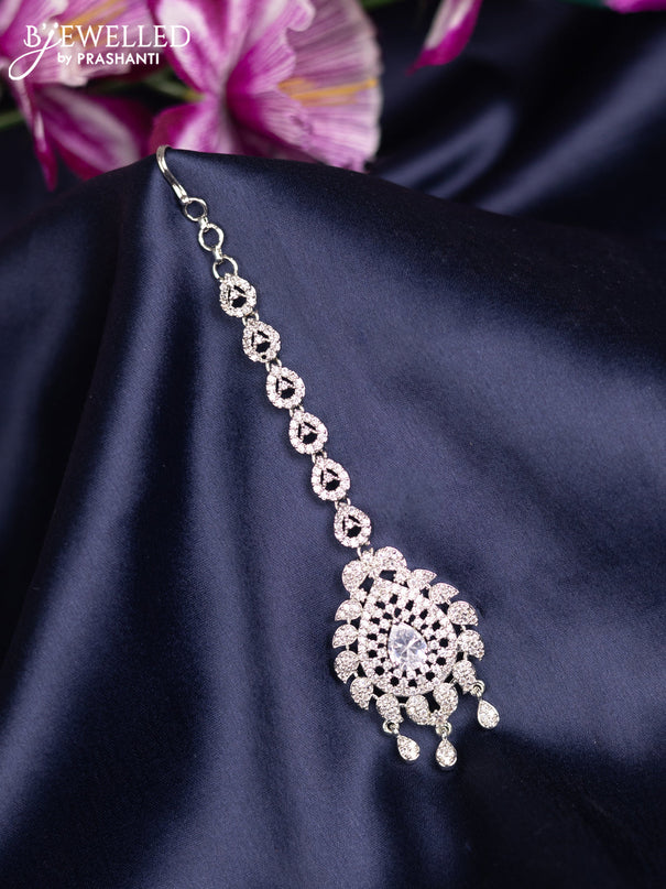 Zircon maang tikka with cz stones