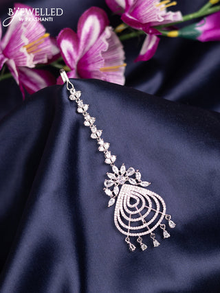 Zircon maang tikka with cz stones and hanings