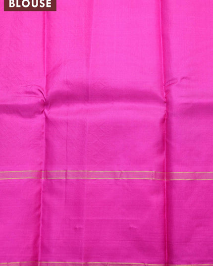 Pure kanjivaram silk saree green and pink with zari woven buttas and rettapet zari woven border - {{ collection.title }} by Prashanti Sarees