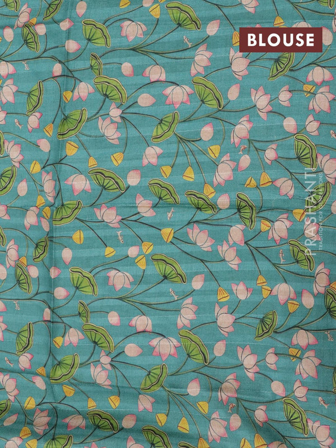 Chinon silk saree green with allover zari checked pattern and zari woven border with pichwai printed blouse - {{ collection.title }} by Prashanti Sarees