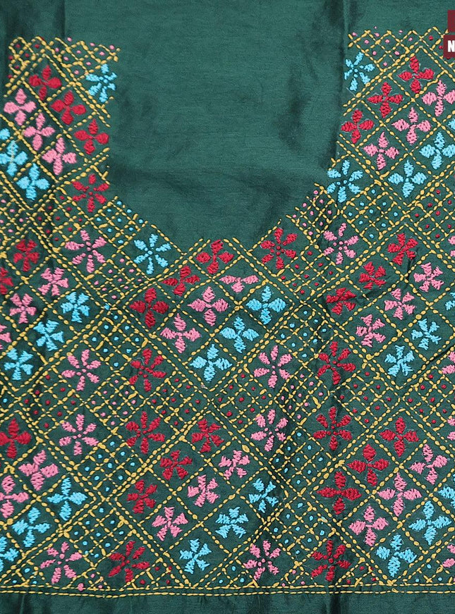 Dola silk saree light blue and green with zari checked pattern and zari woven border with embroidery work blouse - {{ collection.title }} by Prashanti Sarees