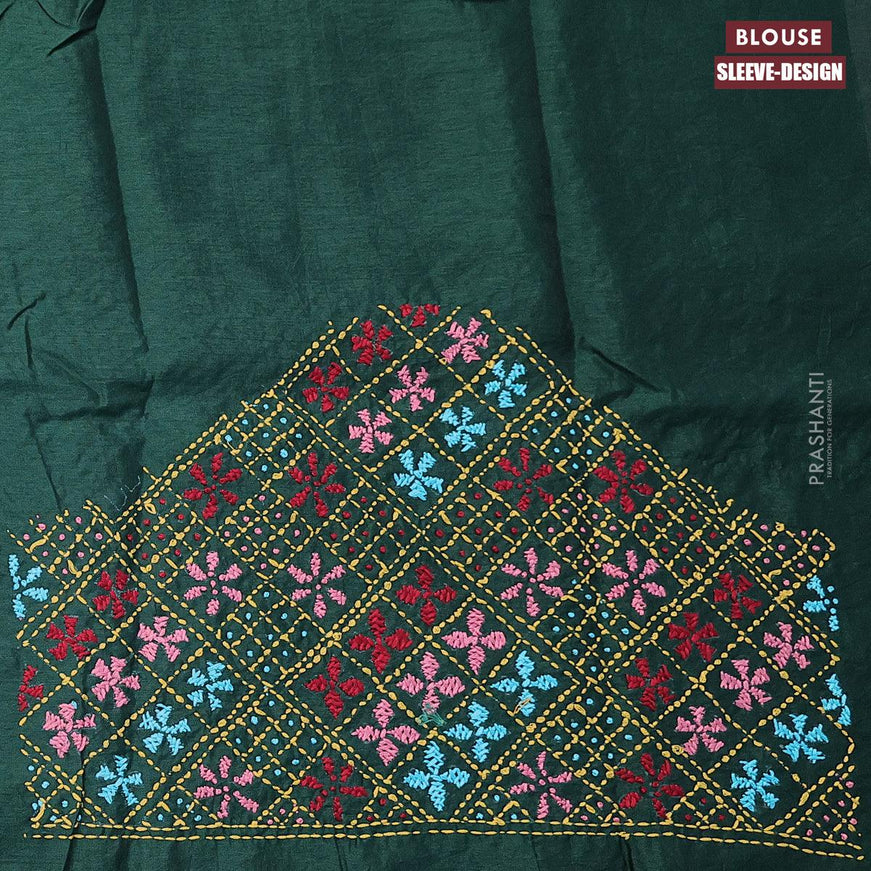 Dola silk saree light blue and green with zari checked pattern and zari woven border with embroidery work blouse - {{ collection.title }} by Prashanti Sarees
