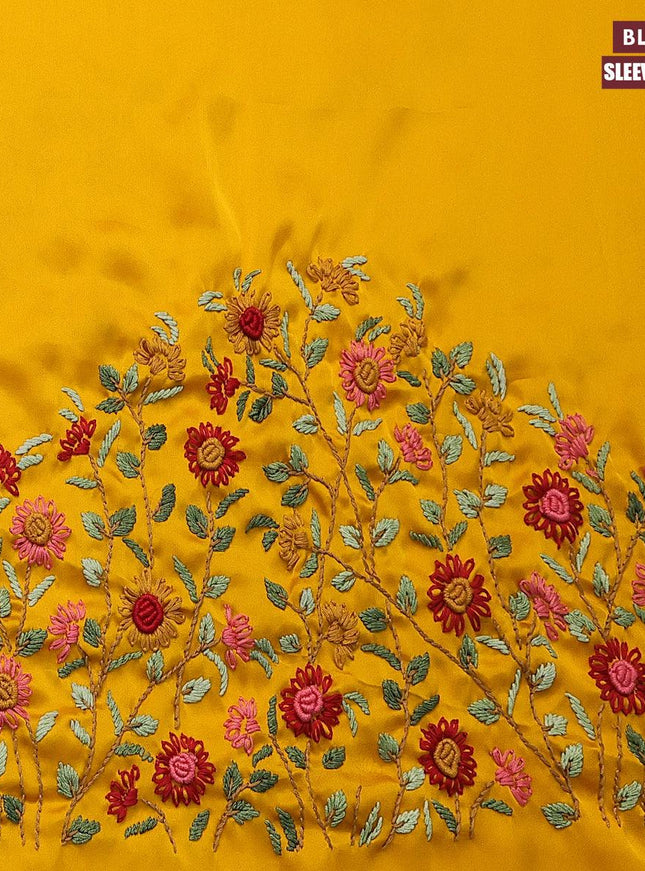 Dola silk saree black and yellow with zari checked pattern and zari woven border with embroidery work blouse - {{ collection.title }} by Prashanti Sarees