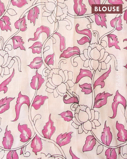 Kalamkari semi silk saree cream and magenta pink with allover prints and printed border - {{ collection.title }} by Prashanti Sarees