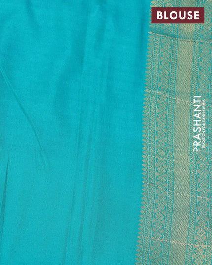 Banarasi semi crepe silk saree blue and teal green with allover zari weaves and zari woven border - {{ collection.title }} by Prashanti Sarees