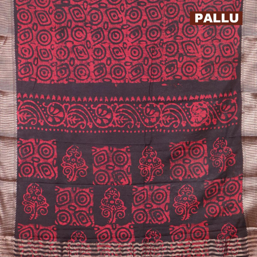 Binny Silk saree deep jamun shade and pink with allover batik prints and zari woven border - {{ collection.title }} by Prashanti Sarees