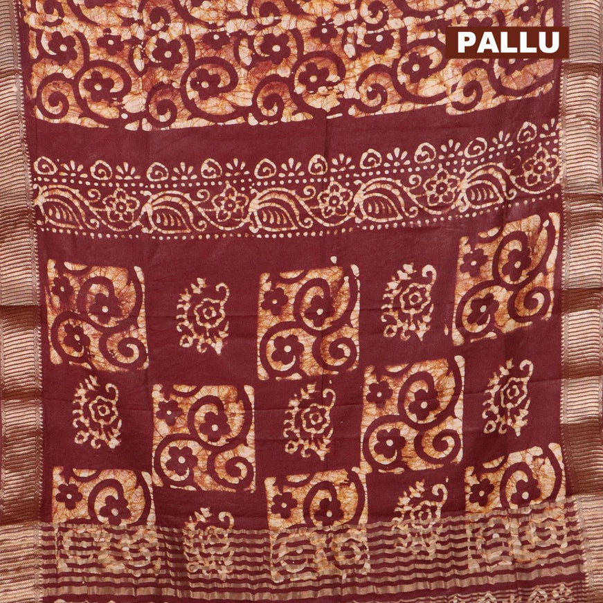 Binny Silk saree deep maroon with allover batik prints and zari woven border - {{ collection.title }} by Prashanti Sarees