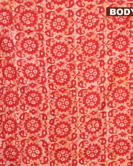 Binny Silk saree red with allover batik prints and zari woven border - {{ collection.title }} by Prashanti Sarees