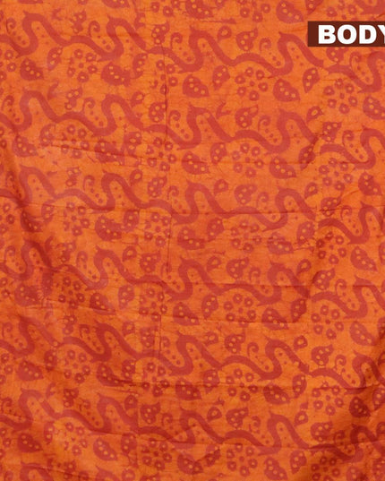 Binny Silk saree rust shade with allover batik prints and zari woven border - {{ collection.title }} by Prashanti Sarees