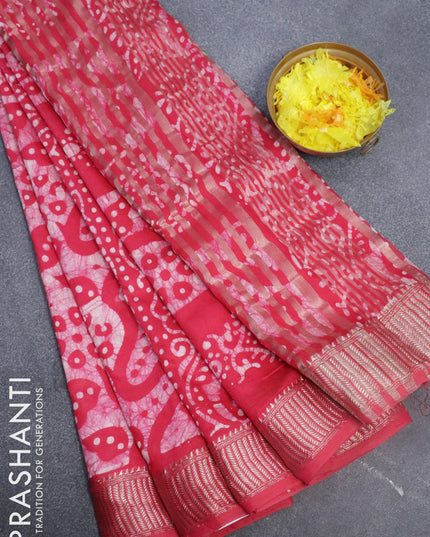 Binny Silk saree pink with allover batik prints and zari woven border - {{ collection.title }} by Prashanti Sarees