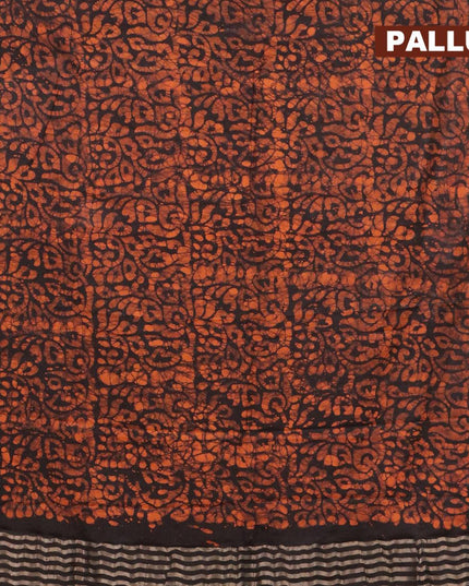 Binny Silk saree black and orange with allover batik prints and zari woven border - {{ collection.title }} by Prashanti Sarees