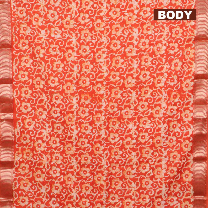 Binny Silk saree orange with allover batik prints and zari woven border - {{ collection.title }} by Prashanti Sarees