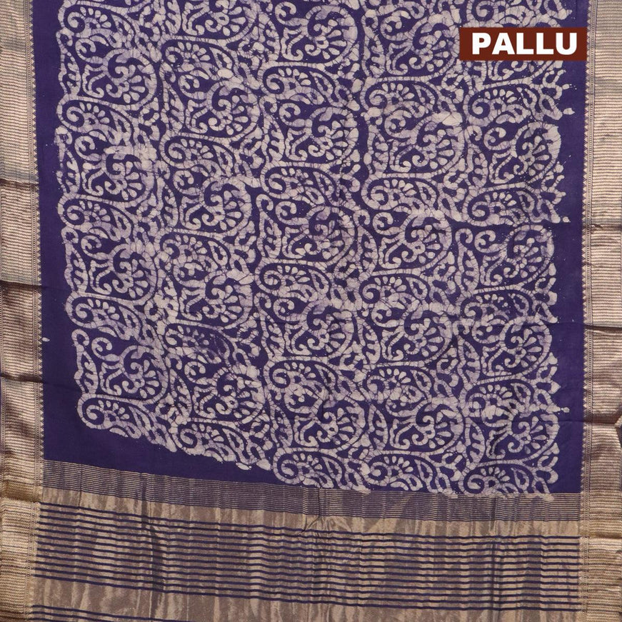 Binny Silk saree blue with allover batik prints and zari woven border - {{ collection.title }} by Prashanti Sarees