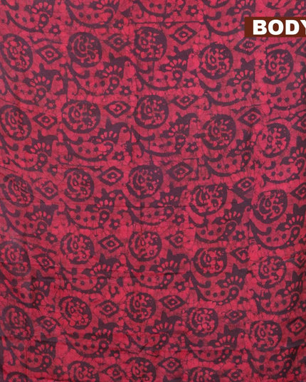 Binny Silk saree deep wine shade with allover batik prints and zari woven border - {{ collection.title }} by Prashanti Sarees