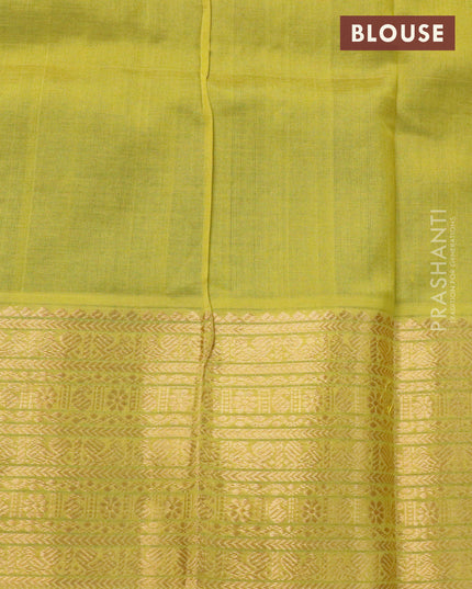 Kuppadam silk cotton saree dark green and yellow with allover self emboss & zari buttas and zari woven border