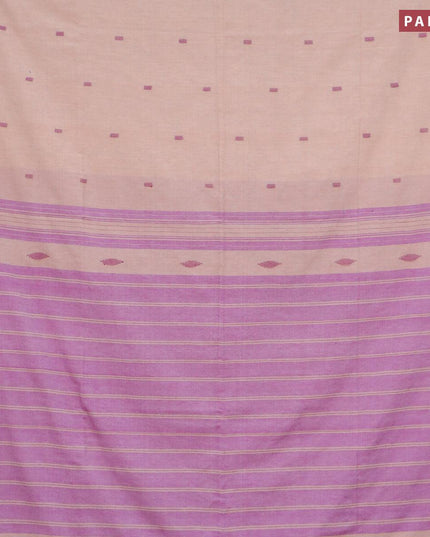 Bengal soft cotton saree beige and purple with thread woven buttas and simple border - {{ collection.title }} by Prashanti Sarees