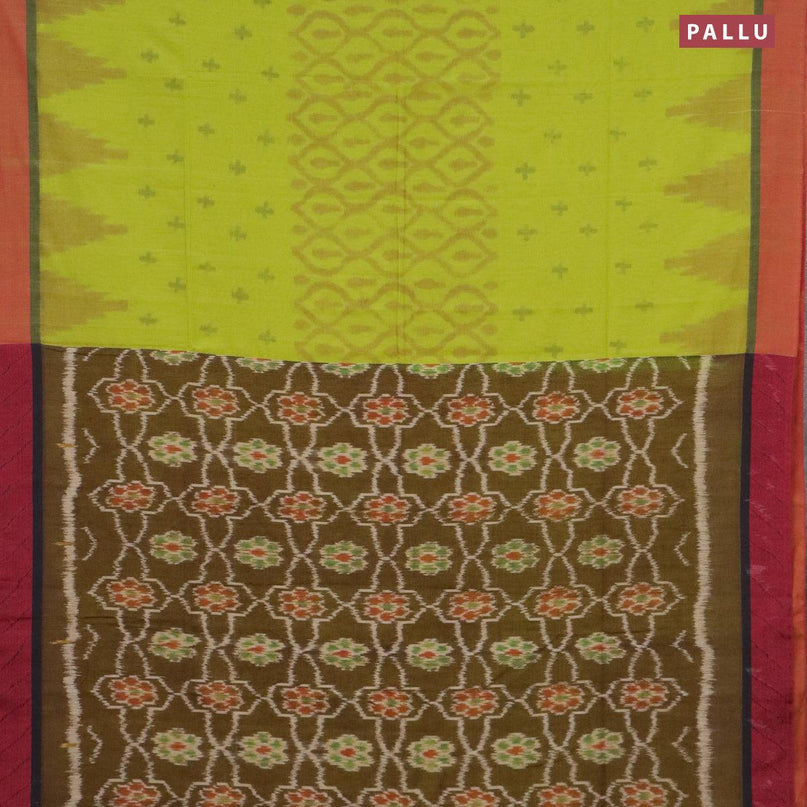 Bengal soft cotton saree light green and maroon with thread woven buttas and simple border - {{ collection.title }} by Prashanti Sarees