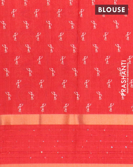 Semi dola saree red with allover warli prints and sequin work border - {{ collection.title }} by Prashanti Sarees